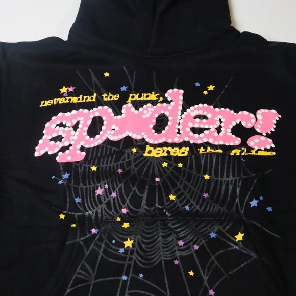 Sp5der P*NK Hoodie Black Pullover Streetwear Mens Womens Unisex - Picture 3 of 4